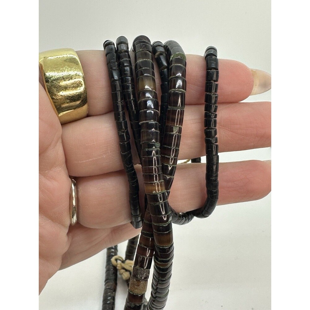 2 Strands Heishi Shell Beads Dark Brown Black